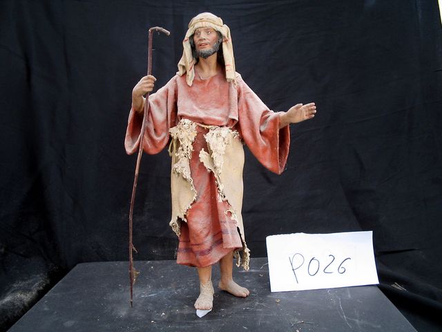 pastore (statuetta di presepio, elemento d'insieme) di Mazzeo, Antonio (attribuito) - bottega leccese (seconda metà XX)