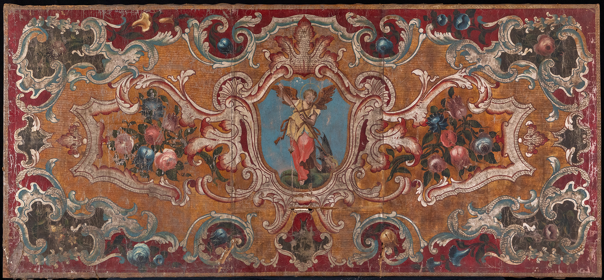 San Michele Arcangelo combatte il drago (paliotto, coppia) - manifattura italiana (metà XVIII)