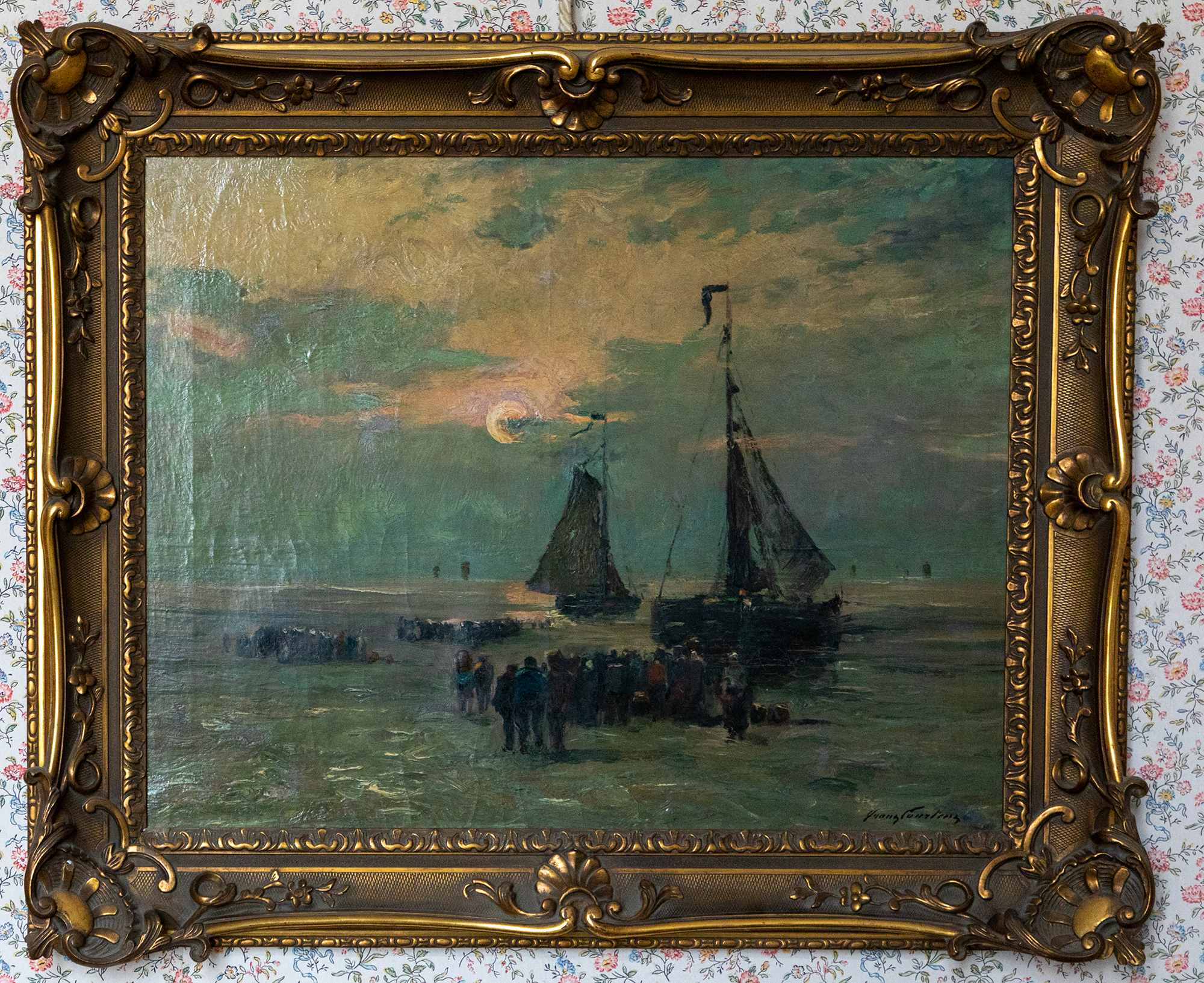 Mare del Nord di sera, paesaggio marino (dipinto, opera isolata) di Courtens Franz (secc. XIX/ XX)