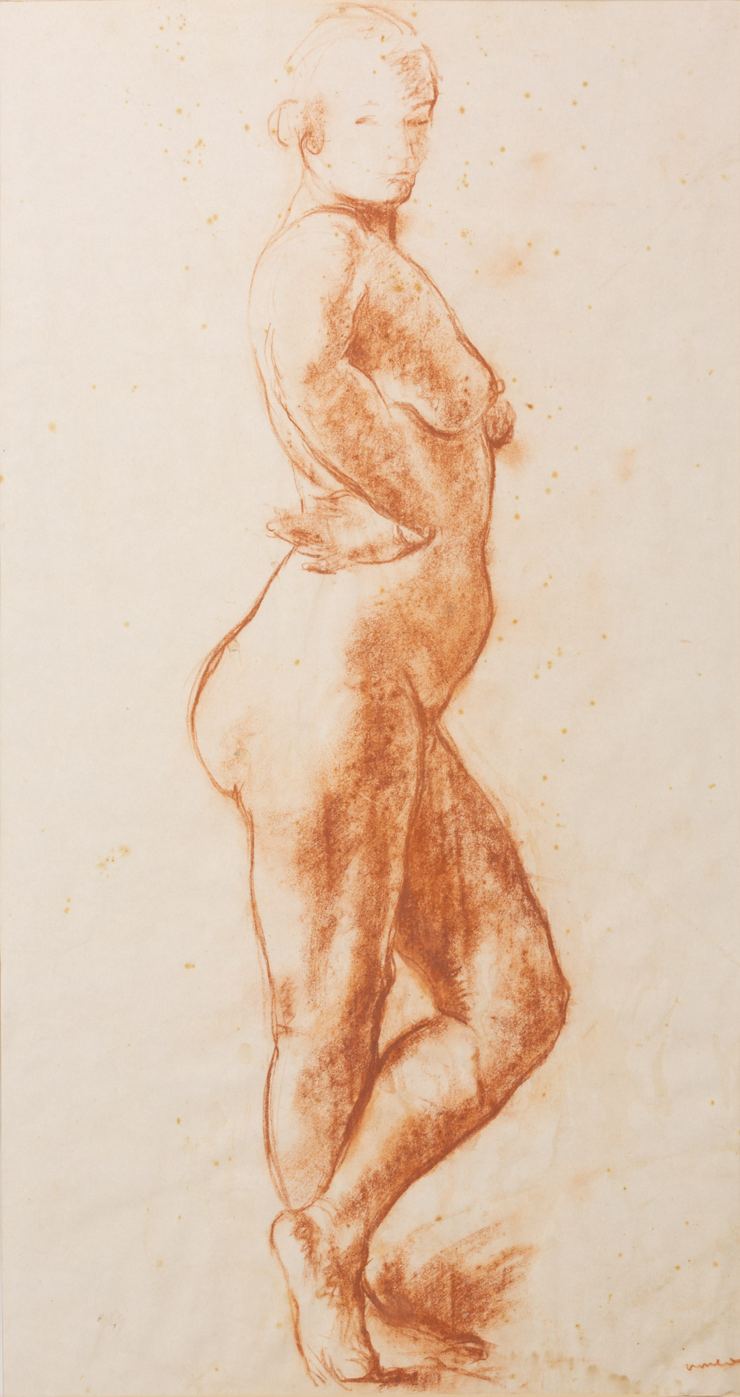 Nudo di donna in piedi (disegno, opera isolata) di Cuneo Renata (XX)