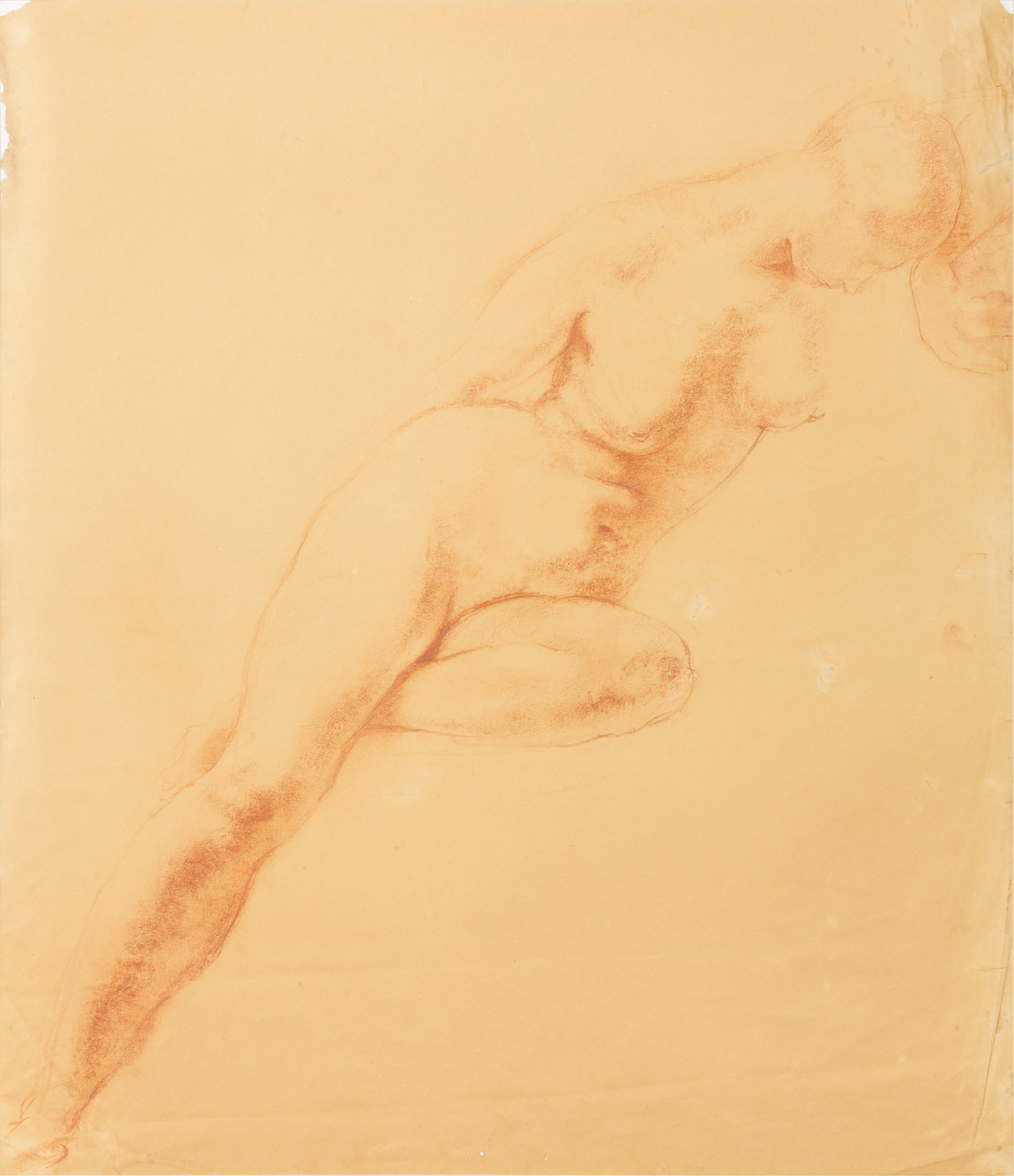 Nudo di donna appoggiata (disegno, opera isolata) di Cuneo Renata (XX)