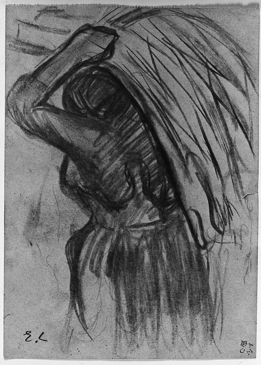 Contadina con fascina sulle spalle, figura femminile (disegno) di Chaplin Elisabeth (sec. XX)