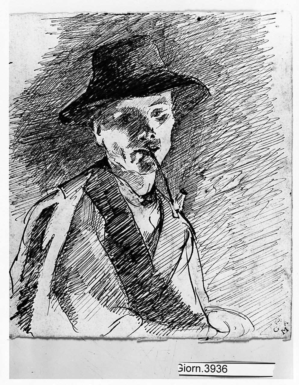 ritratto d'uomo (disegno) di Chaplin Elisabeth (sec. XX)