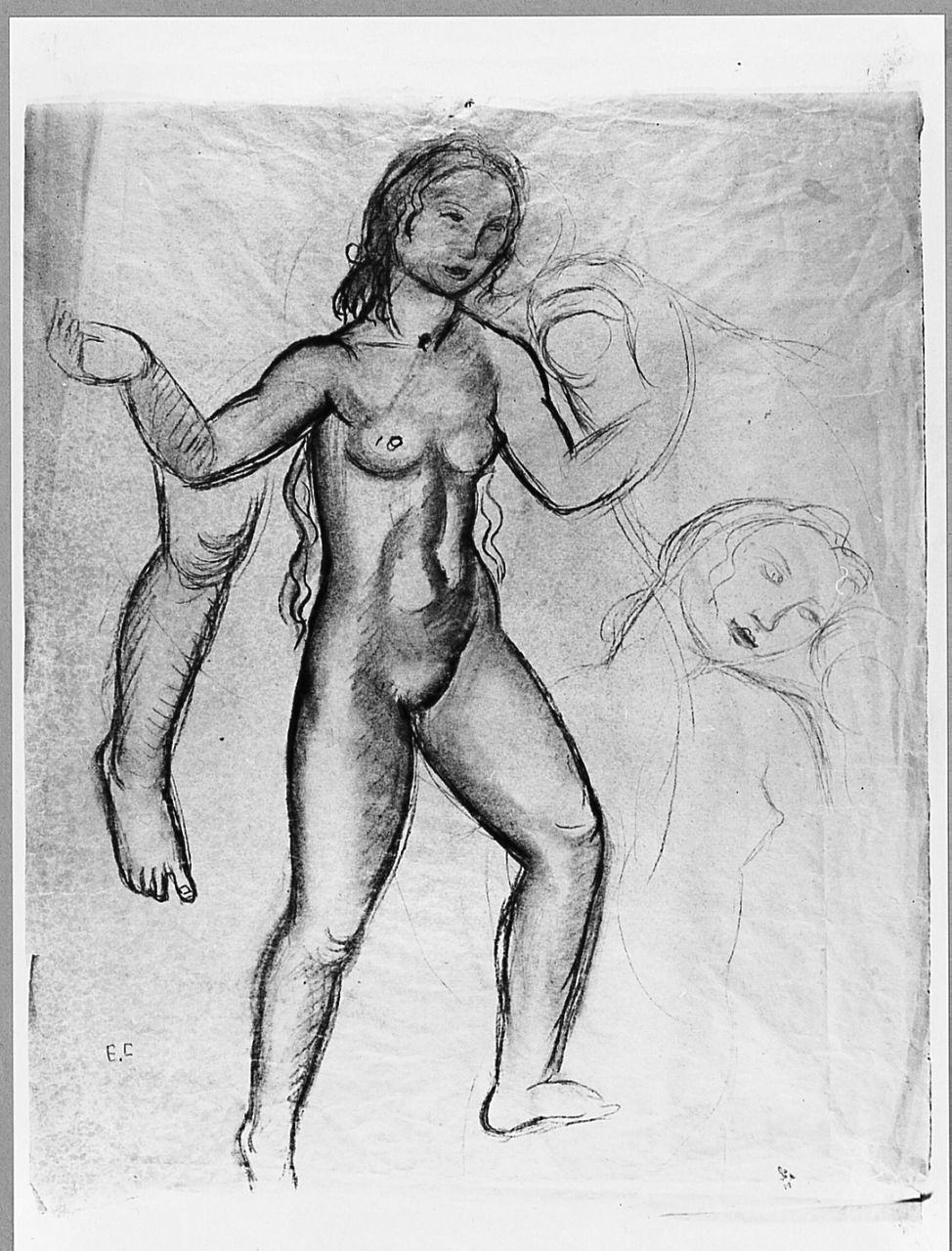 figura femminile nuda (disegno) di Chaplin Elisabeth (sec. XX)