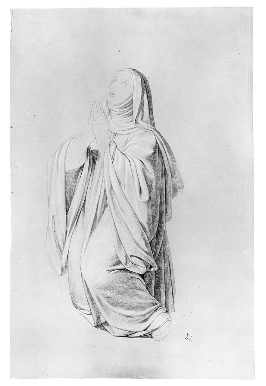 figura femminile inginocchiata (disegno) di Conti Giacomo (metà sec. XIX)