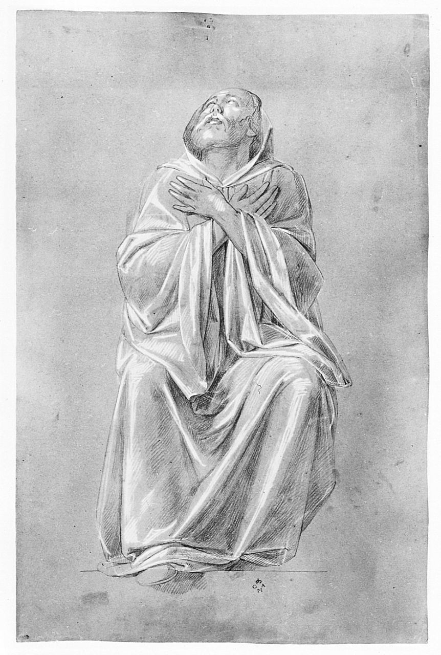 figura maschile seduta (disegno) di Conti Giacomo (metà sec. XIX)