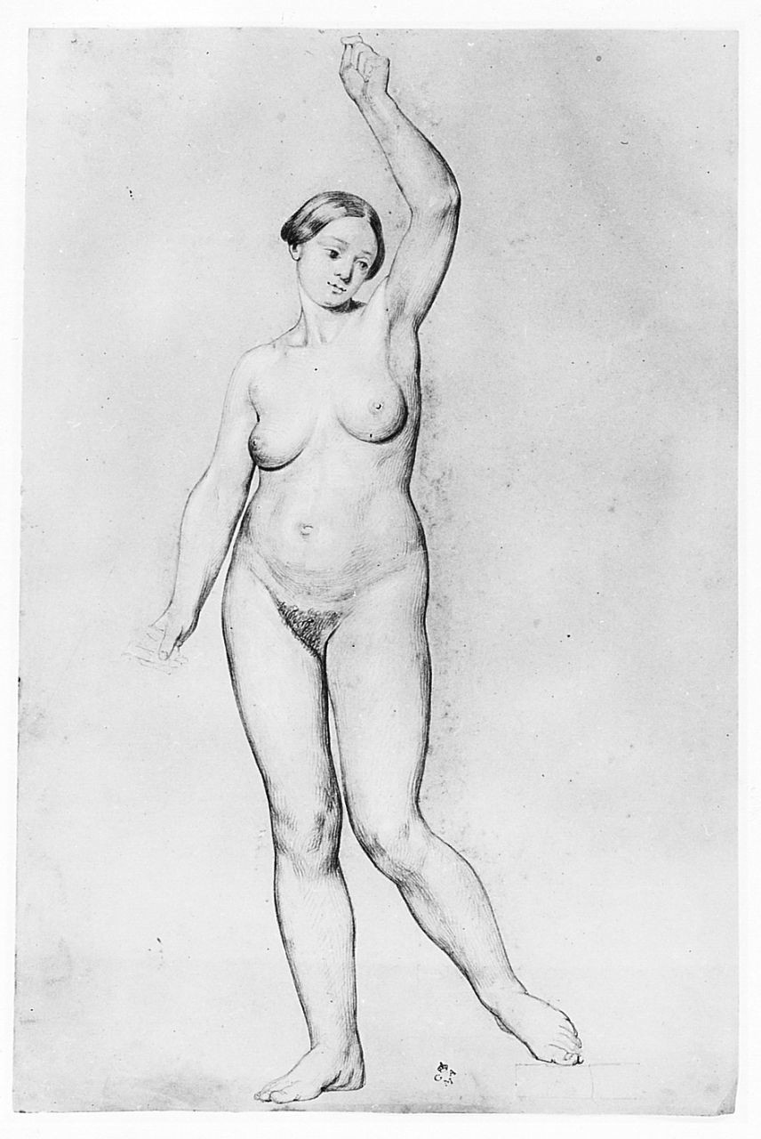 figura femminile nuda (disegno) di Conti Giacomo (metà sec. XIX)