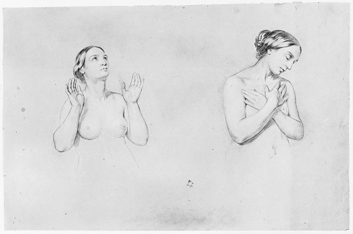 figure femminili (disegno) di Conti Giacomo (metà sec. XIX)