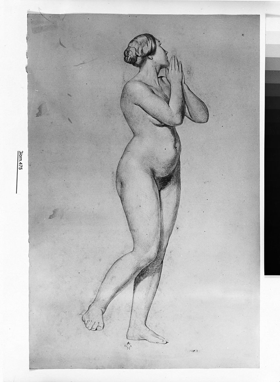 figura femminile nuda (disegno) di Conti Giacomo (metà sec. XIX)