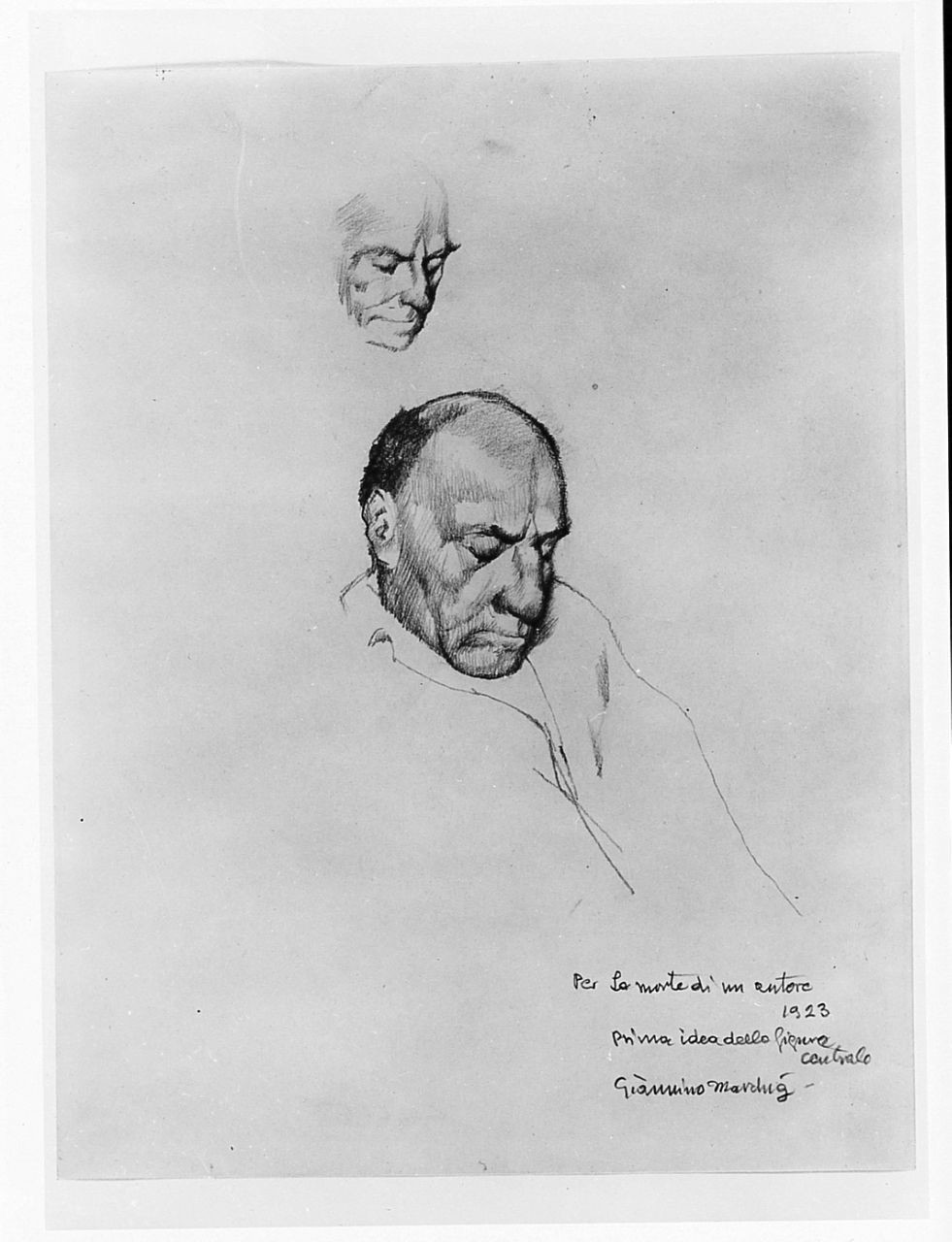 studio per La morte di un autore studio, figure maschili (disegno) di Marchig Giannino (sec. XX)