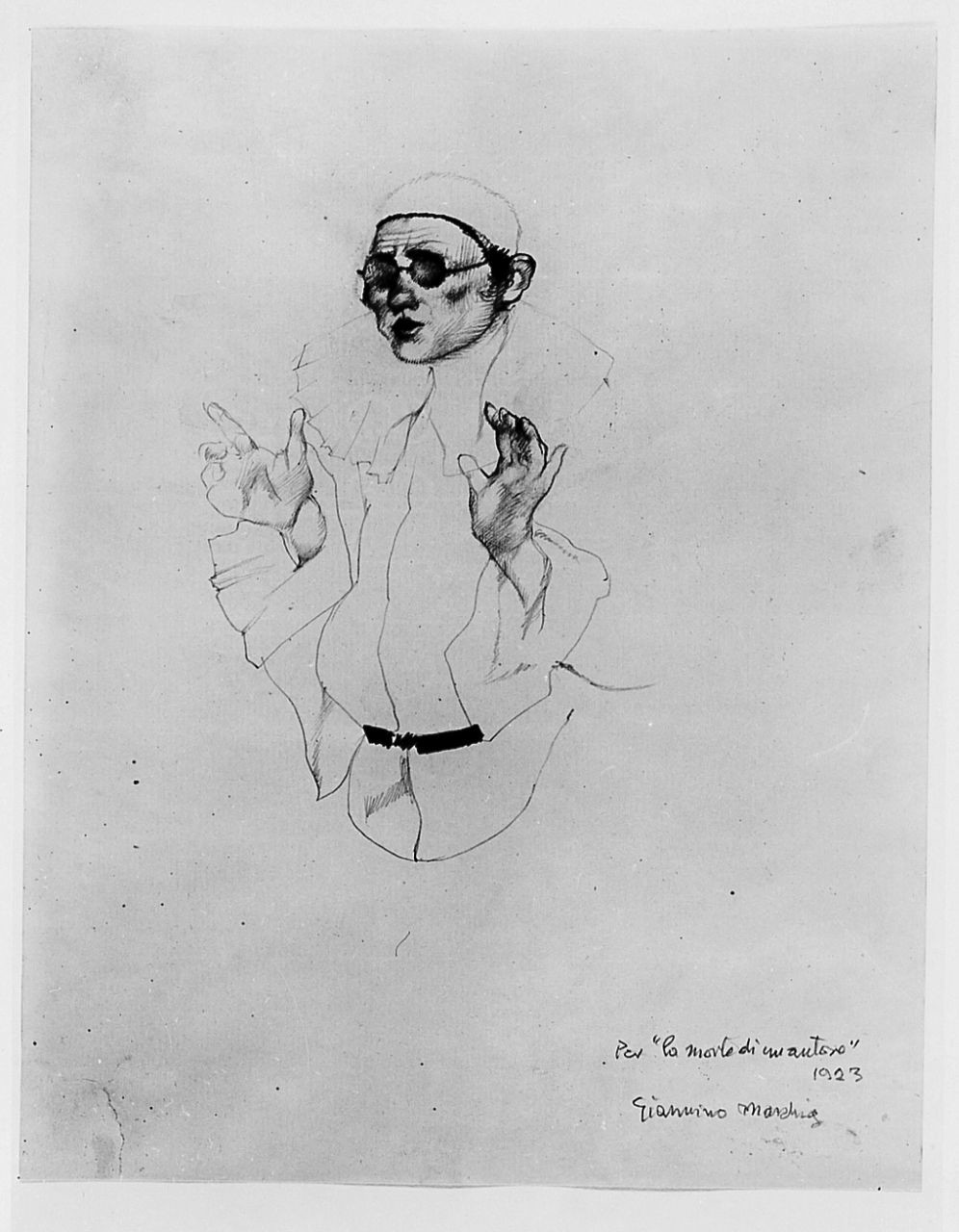 Studio per La morte di un autore, figura maschile (disegno) di Marchig Giannino (sec. XX)