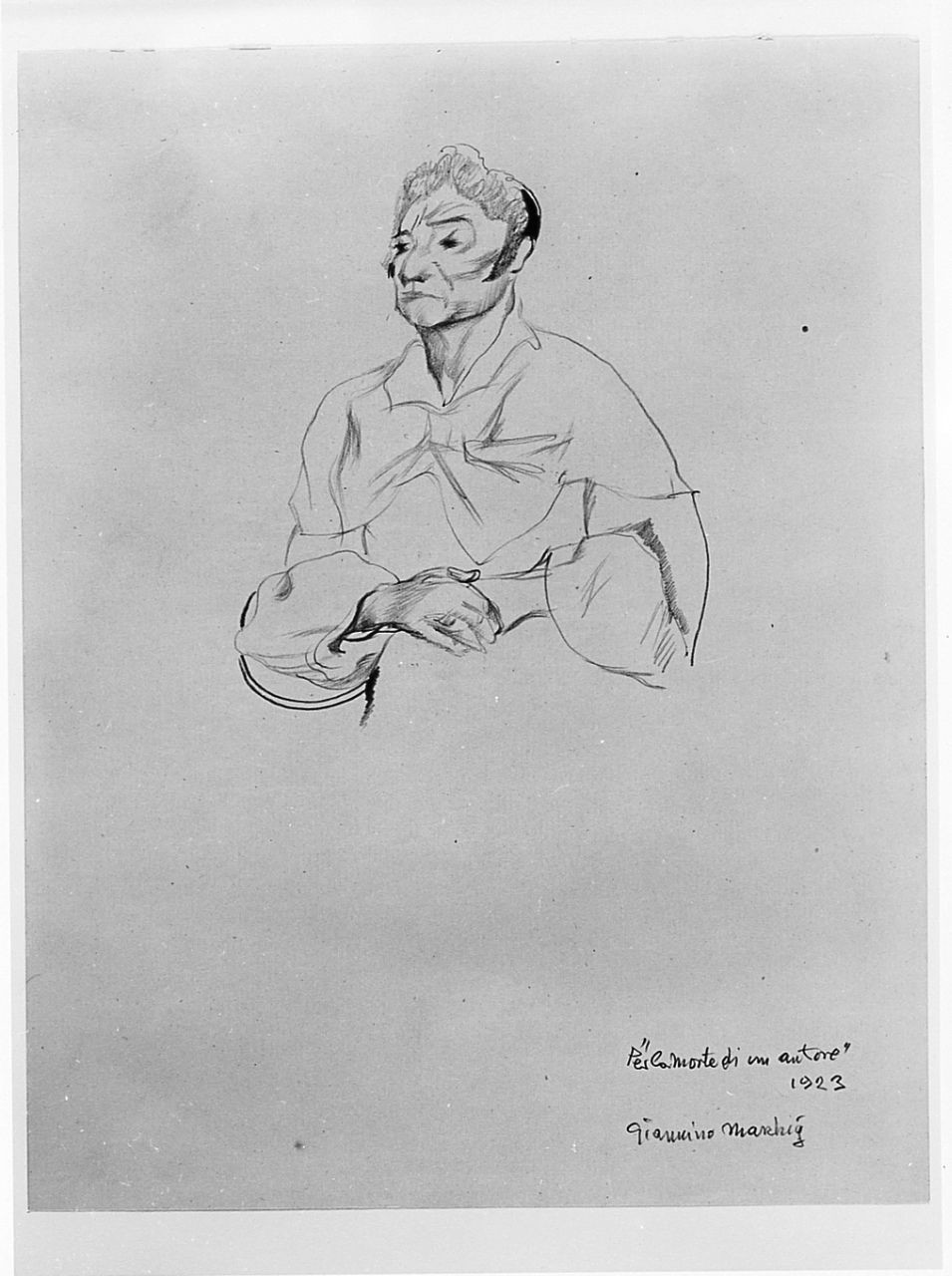 Studio per La morte di un autore, figura maschile (disegno) di Marchig Giannino (sec. XX)