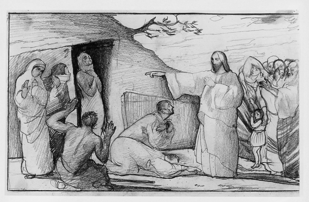 resurrezione di Lazzaro (disegno) di Marchig Giannino (sec. XX)