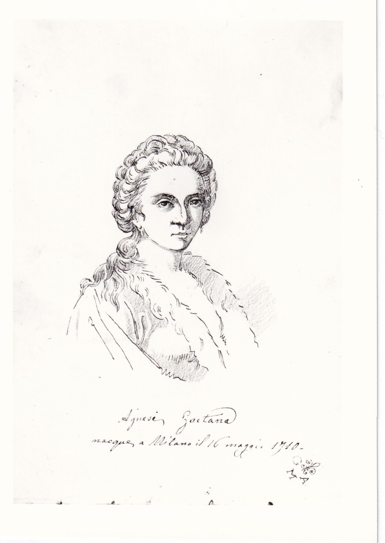 Ritratto di Gaetana Agnesi, Ritratto femminile (disegno) di Borrani Odoardo (sec. XIX)