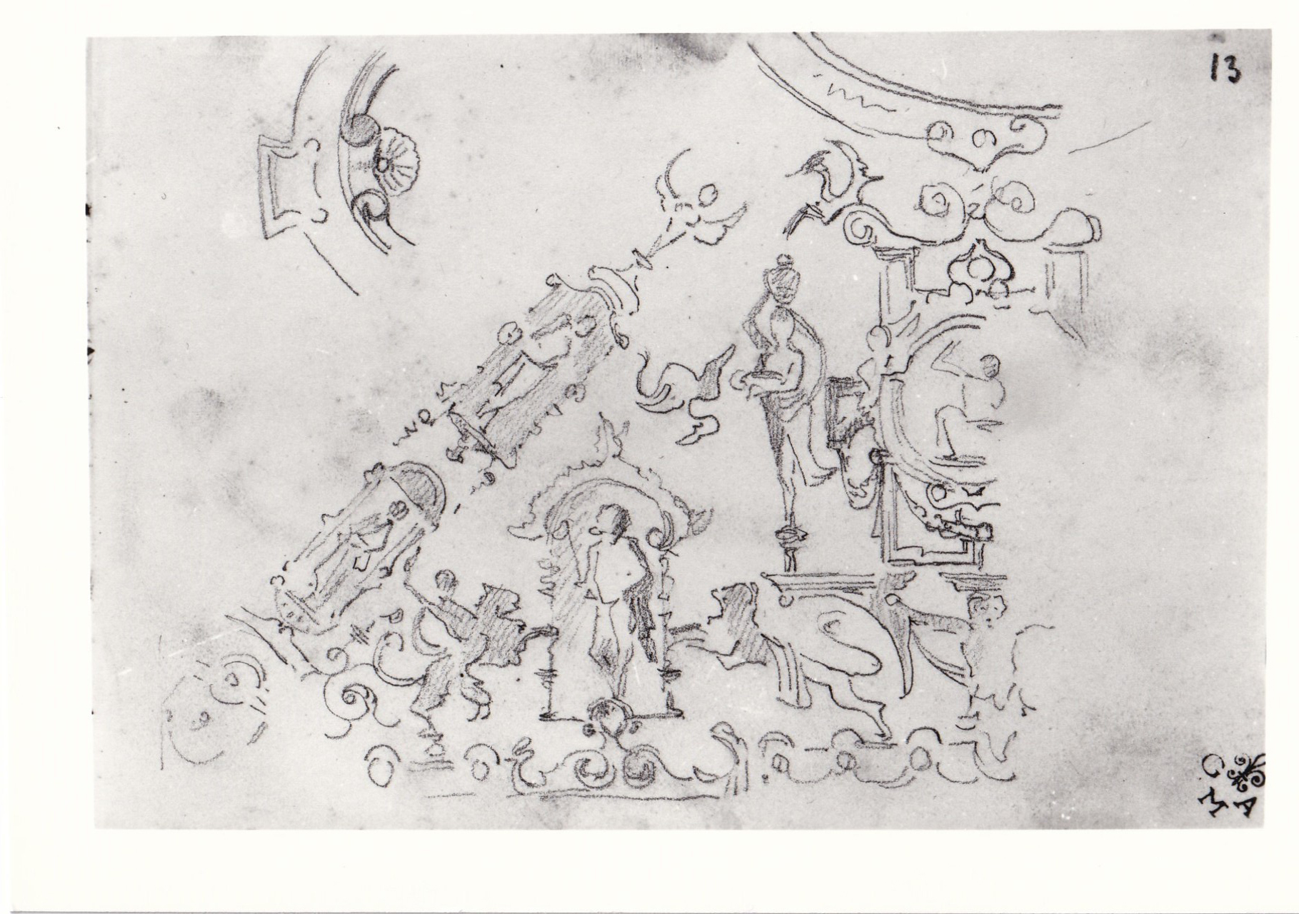 Studio di grottesche (disegno) di Borrani Odoardo (sec. XIX)