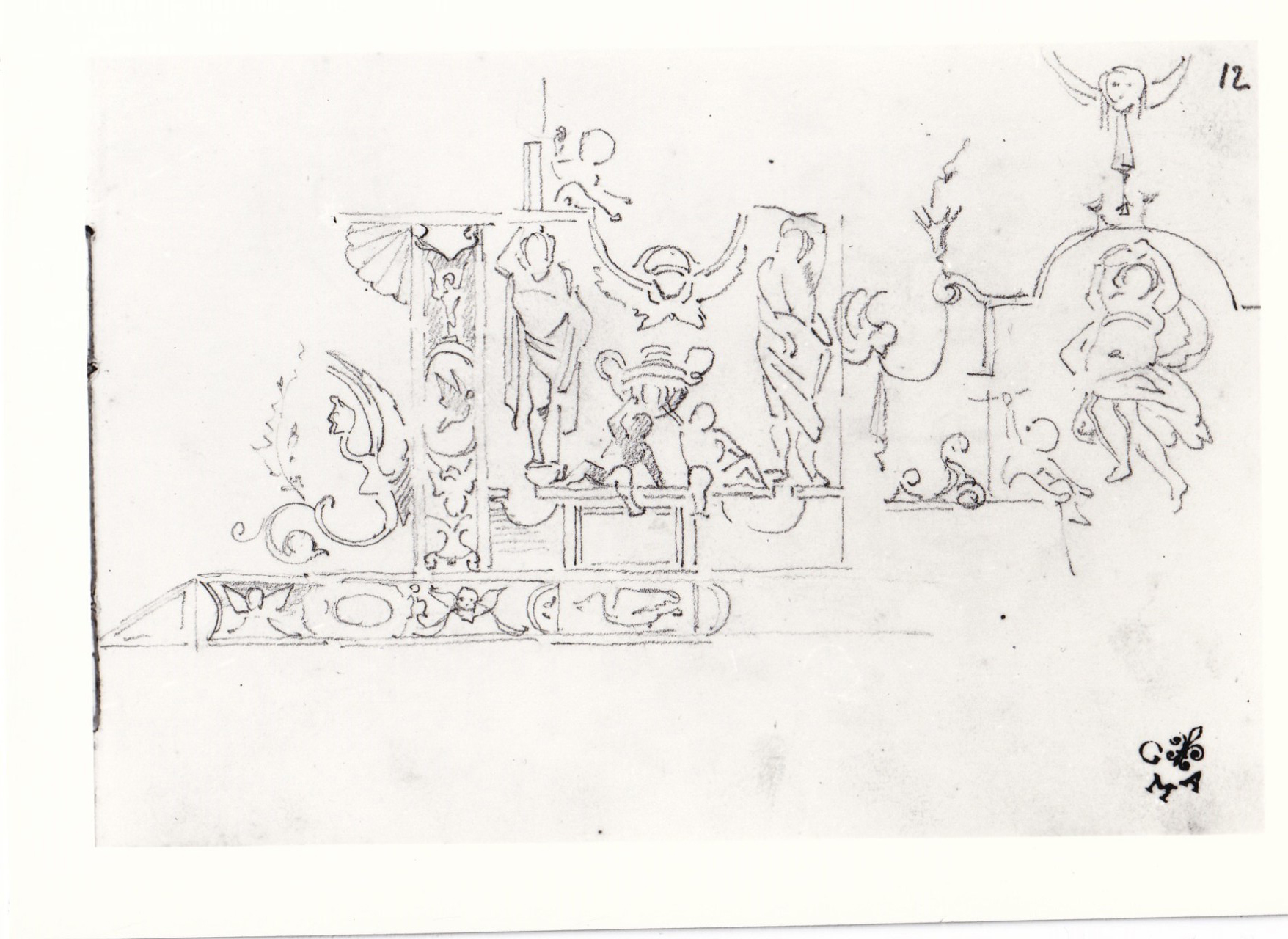 Studio di grottesche (disegno) di Borrani Odoardo (sec. XIX)