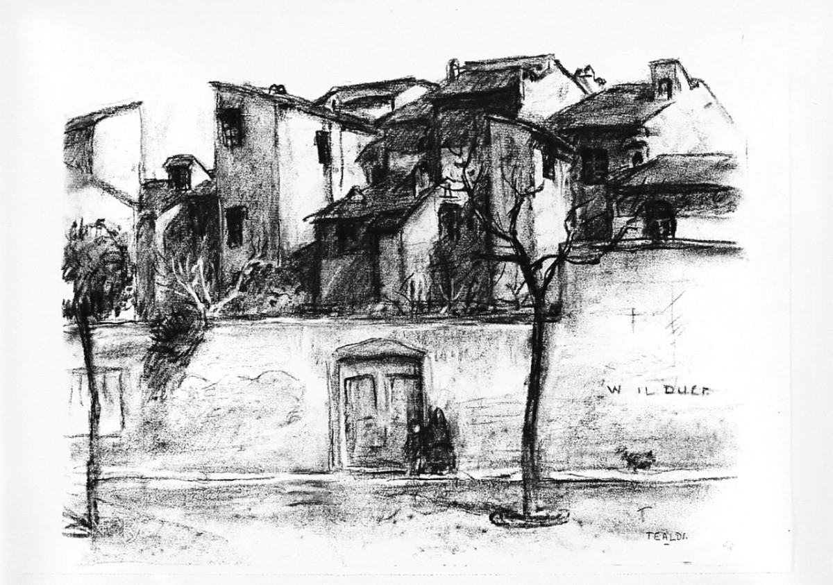 Piazza di Firenze (disegno) di Tealdi Ascanio (sec. XX)