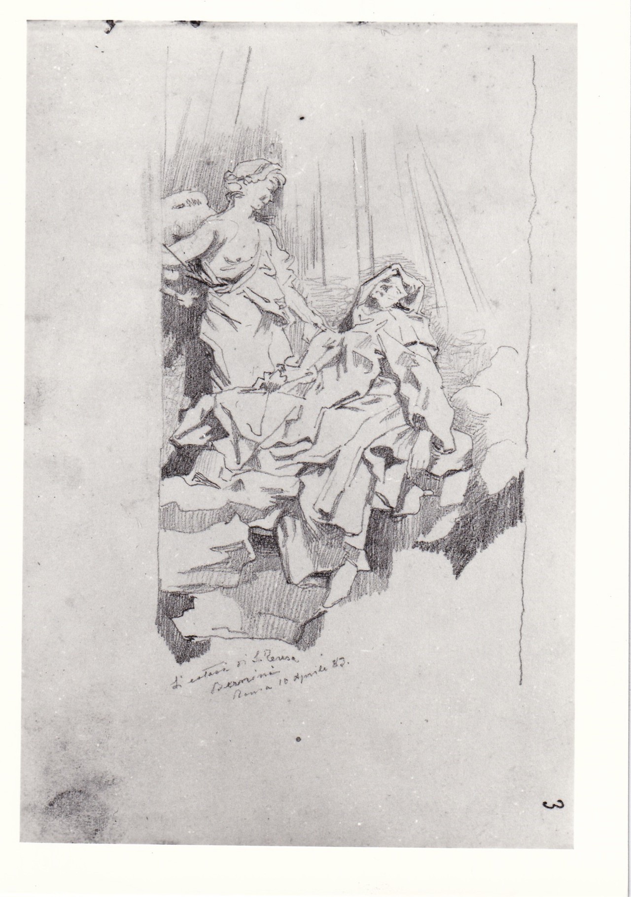 Estasi di Santa Teresa (disegno) di Borrani Odoardo (sec. XIX)