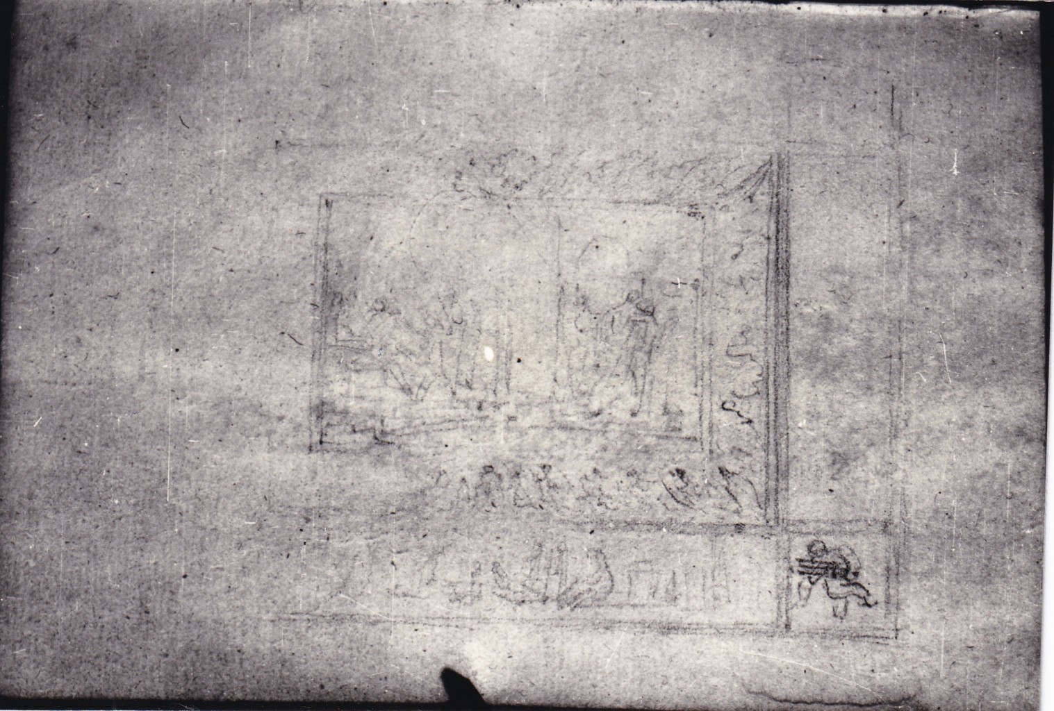 Schizzo con decorazione di un soffitto, Studio di fronde (disegno) di Bezzuoli Giuseppe (sec. XIX)