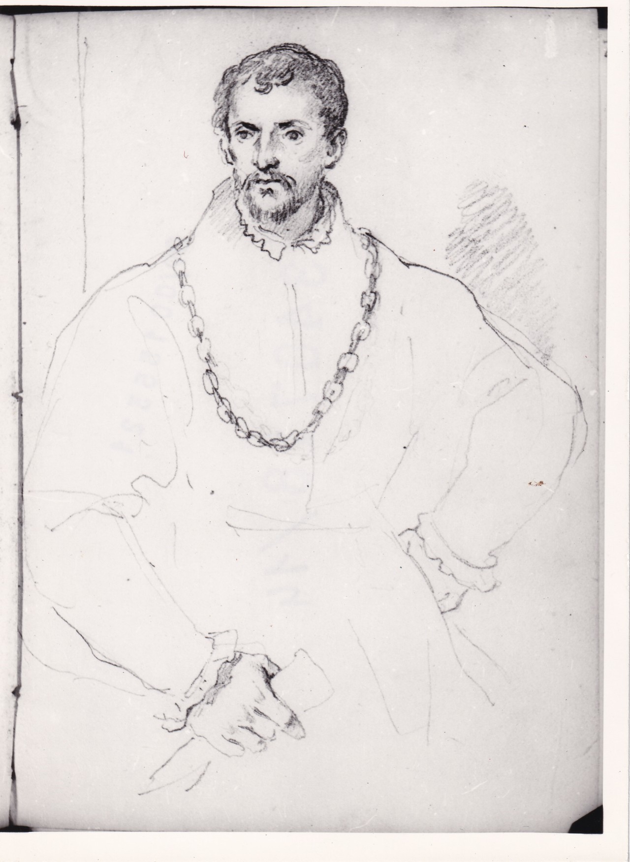 Figura maschile in piedi in abito del cinquecento (disegno) di Bezzuoli Giuseppe (sec. XIX)