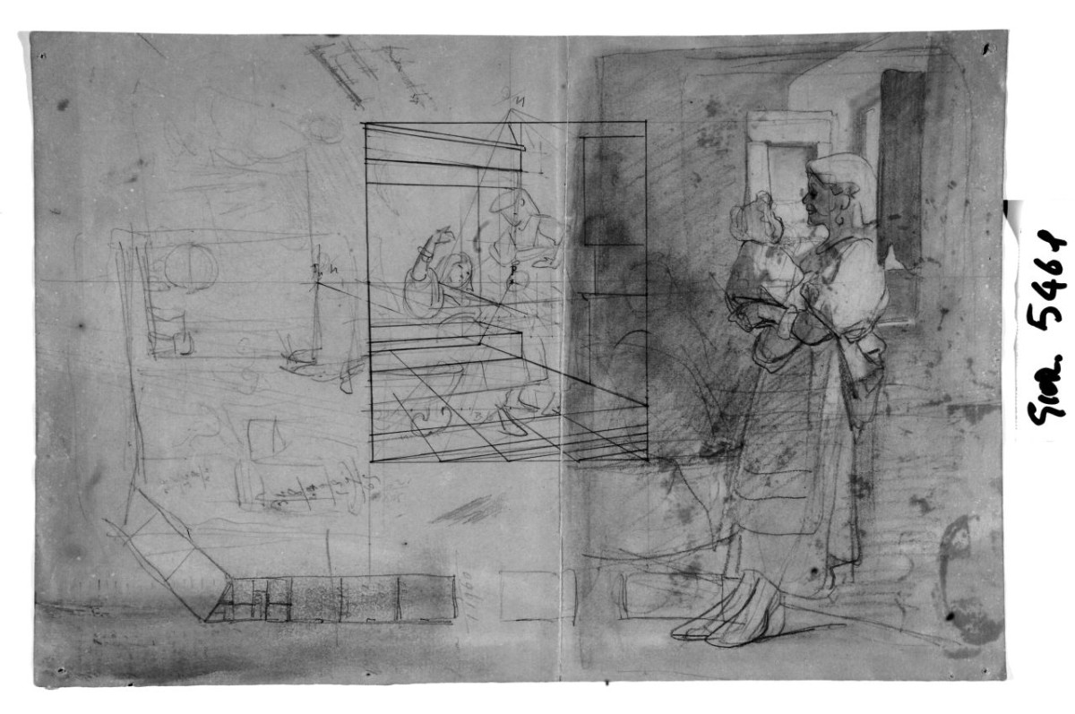 scena familiare (disegno) di Saltini Pietro (terzo quarto sec. XIX)