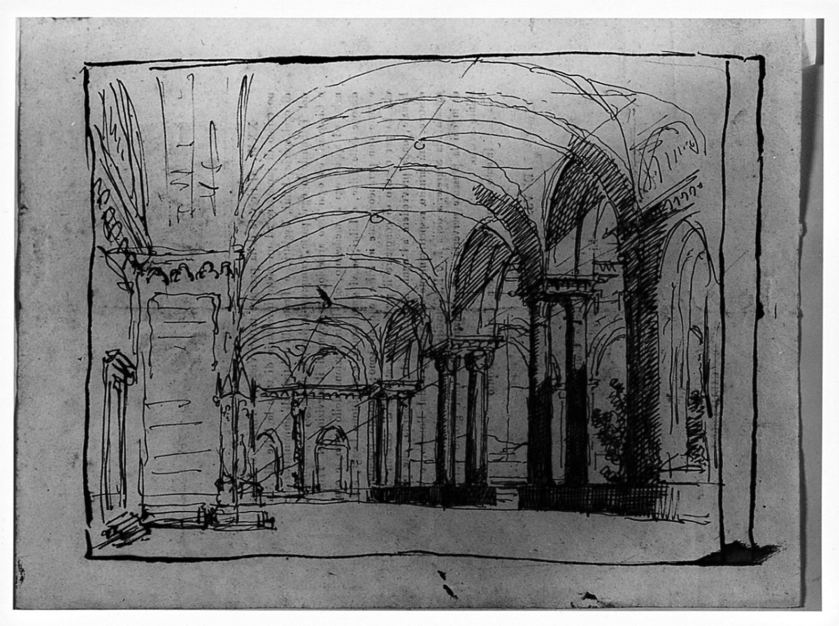 scenografia, architettura (disegno) di Saltini Pietro (terzo quarto sec. XIX)