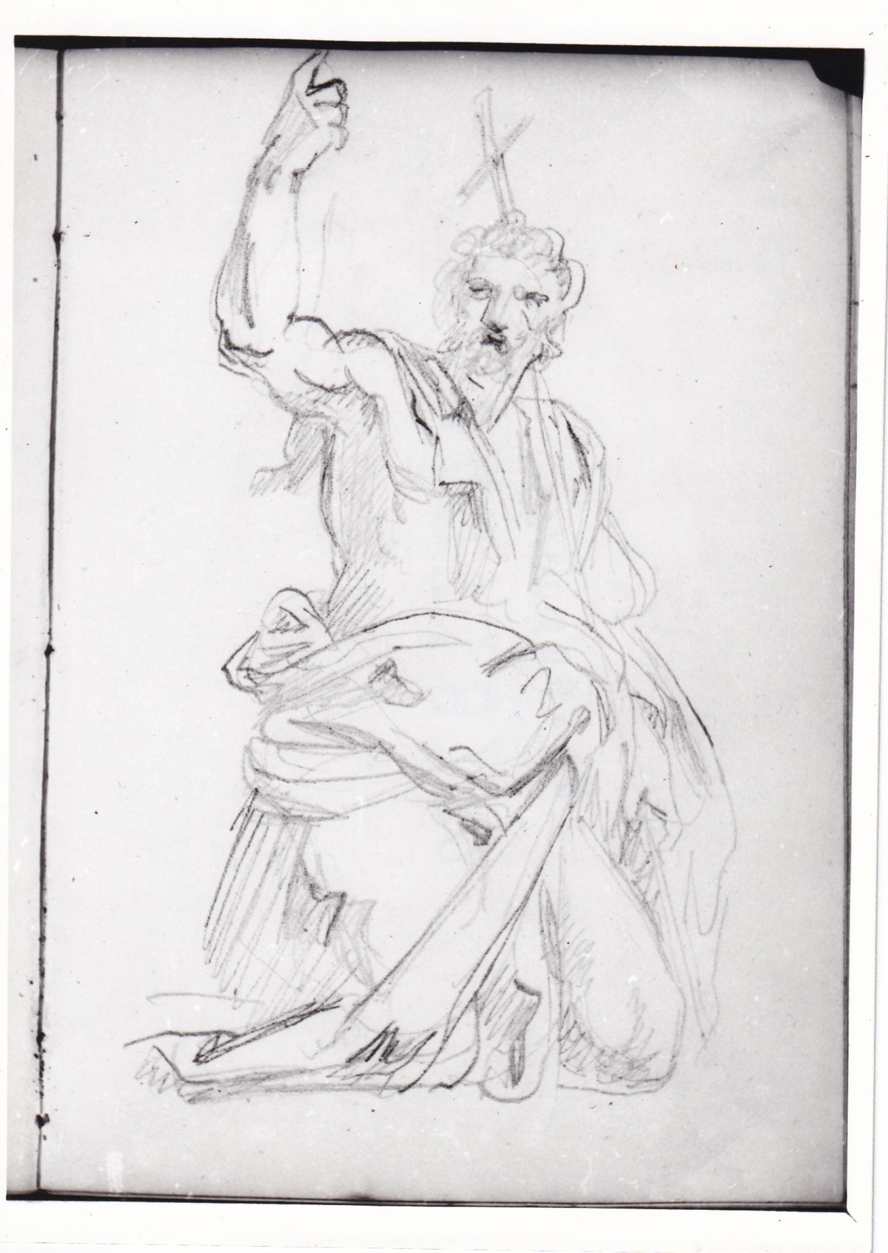 Figura virile seduta e ampiamente panneggiata (disegno) di Bezzuoli Giuseppe (sec. XIX)