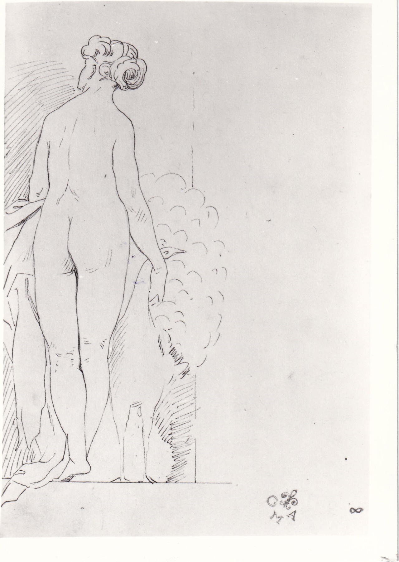Giunone nuda di spalle (disegno) di Borrani Odoardo (sec. XIX)