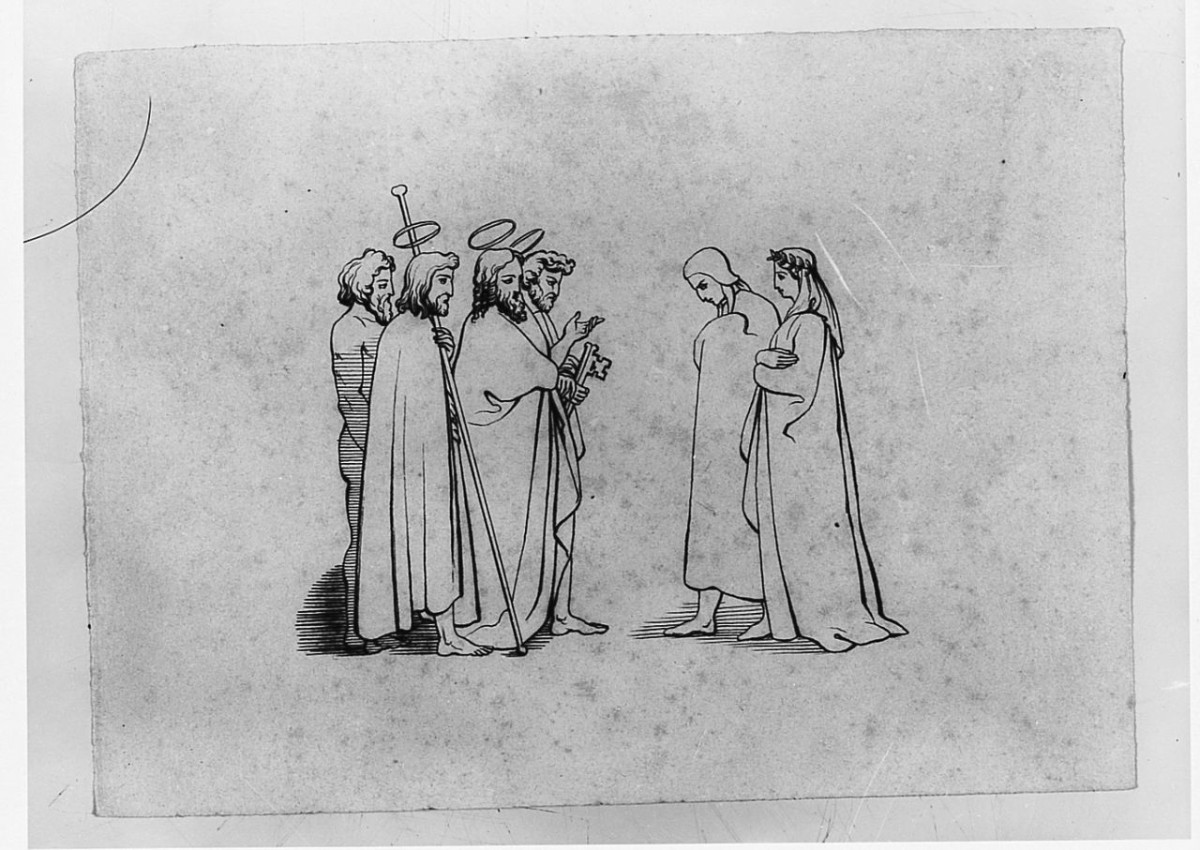 Dante e Beatrice nel Paradiso (disegno) di Saltini Pietro (terzo quarto sec. XIX)