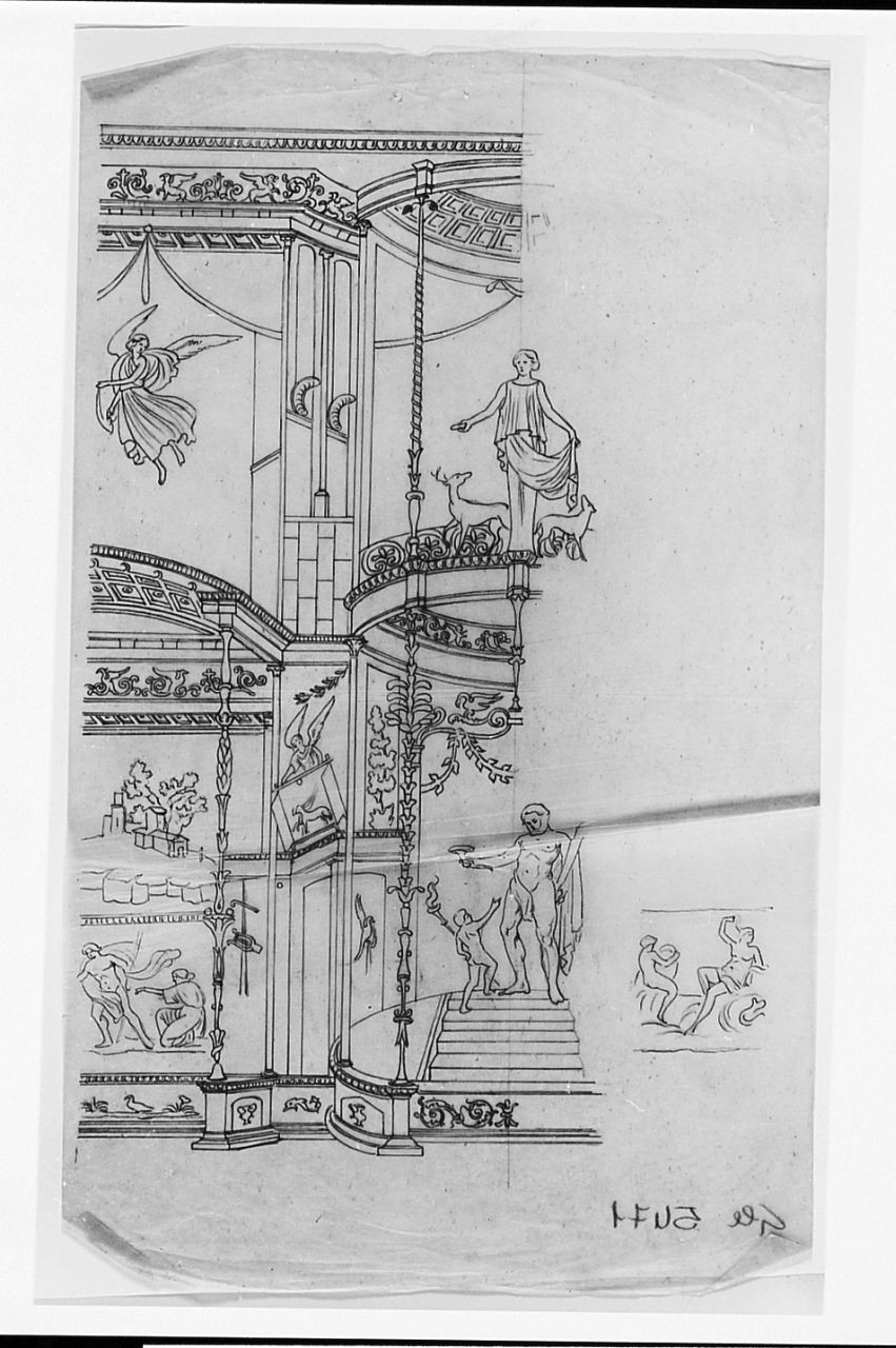 architettura illusionistica (disegno) di Saltini Pietro (terzo quarto sec. XIX)