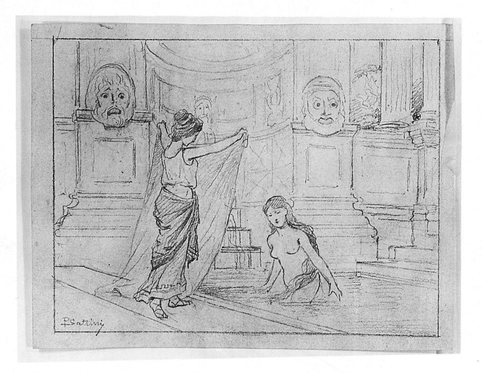 figure femminili (disegno) di Saltini Pietro (terzo quarto sec. XIX)