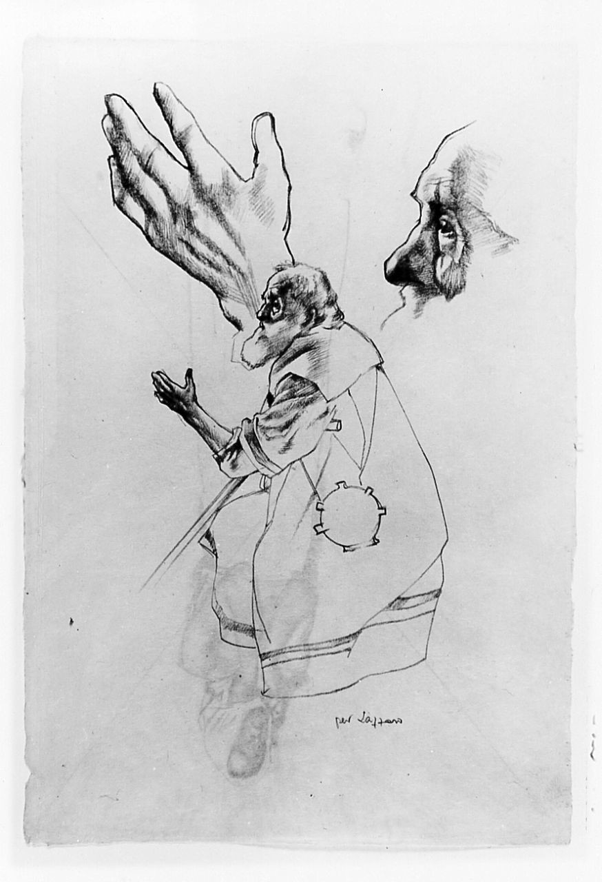 testa d'uomo con barba (disegno) di Marchig Giannino (sec. XX)