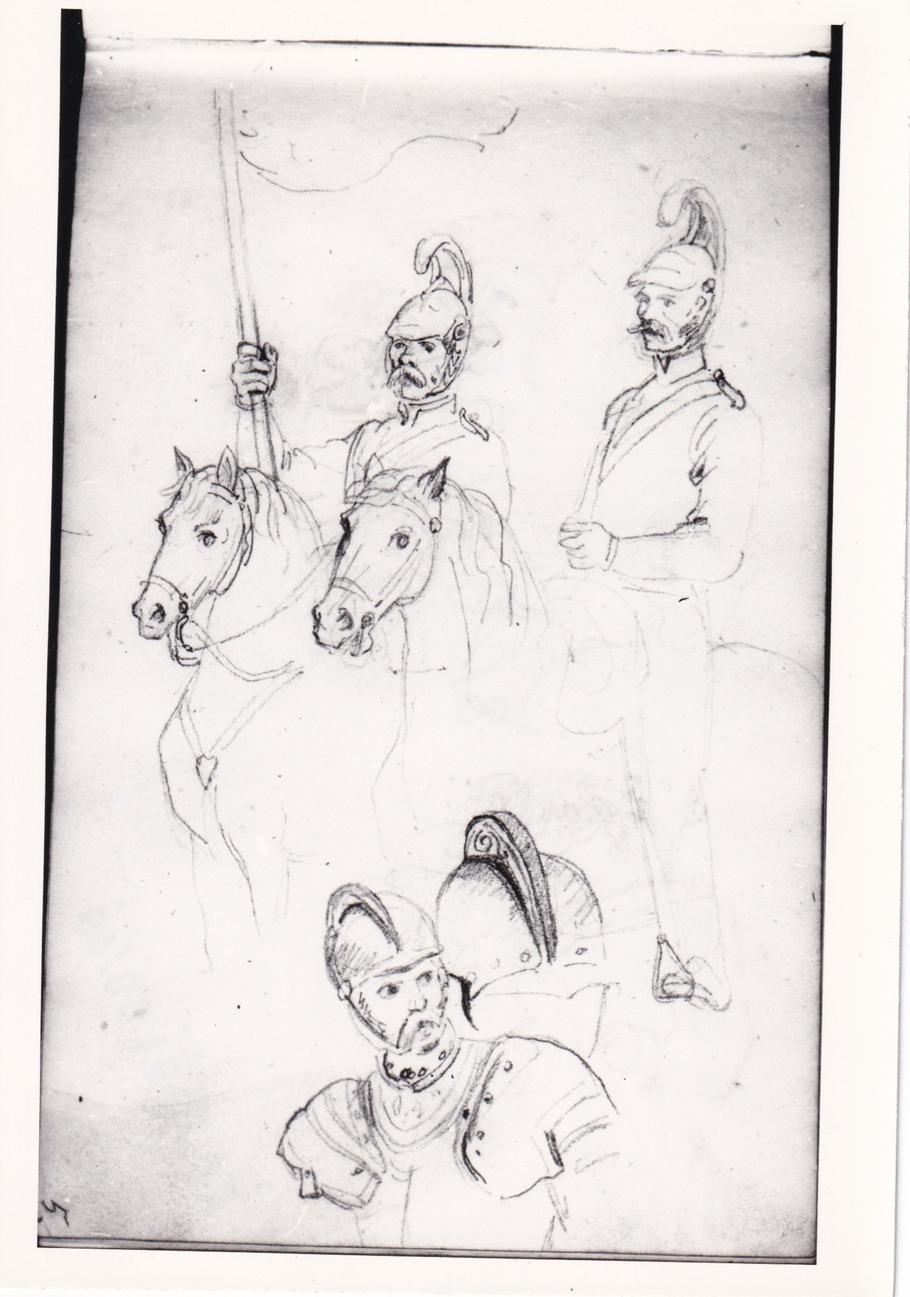 Studio di armati a cavallo, moderni e antichi (disegno) di Bezzuoli Giuseppe (sec. XIX)