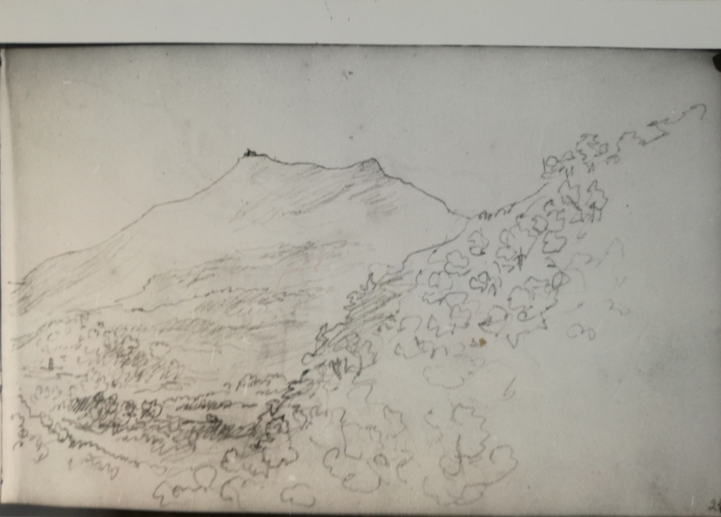 Veduta di un golfo dominato da una montagna (disegno) di Bezzuoli Giuseppe (sec. XIX)