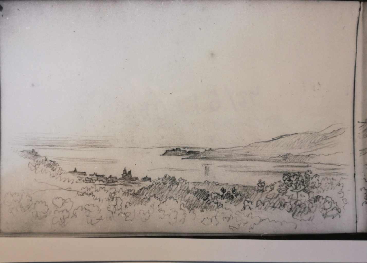 Veduta di un golfo dominato da un'altra montagna (disegno) di Bezzuoli Giuseppe (sec. XIX)