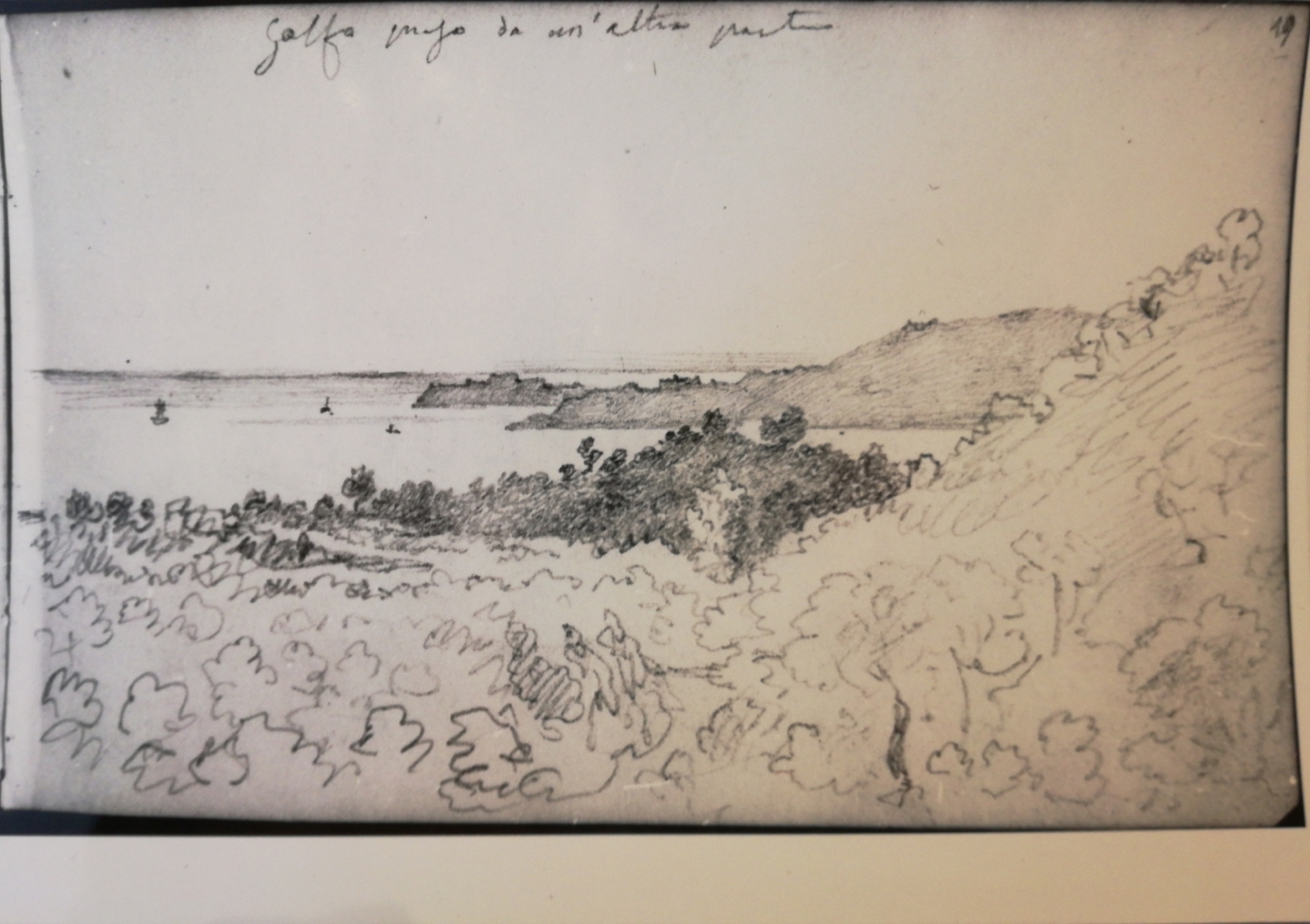 Golfo di La Spezia, Veduta del golfo di La Spezia, visto da terra (disegno) di Bezzuoli Giuseppe (sec. XIX)
