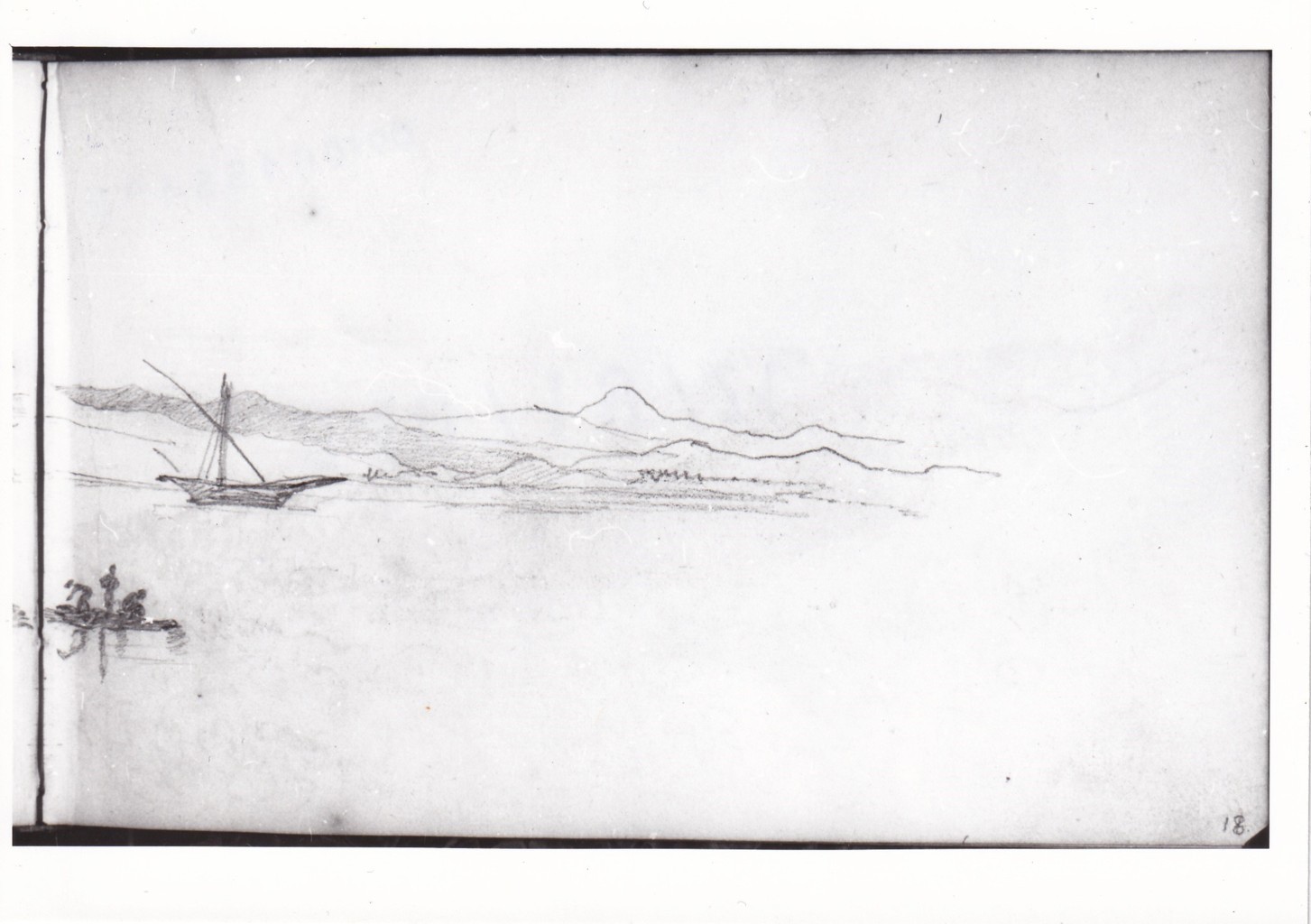 Veduta di un ampio golfo (r.), Veduta del golfo di La Spezia ripreso da terra (v.) (disegno) di Bezzuoli Giuseppe (sec. XIX)