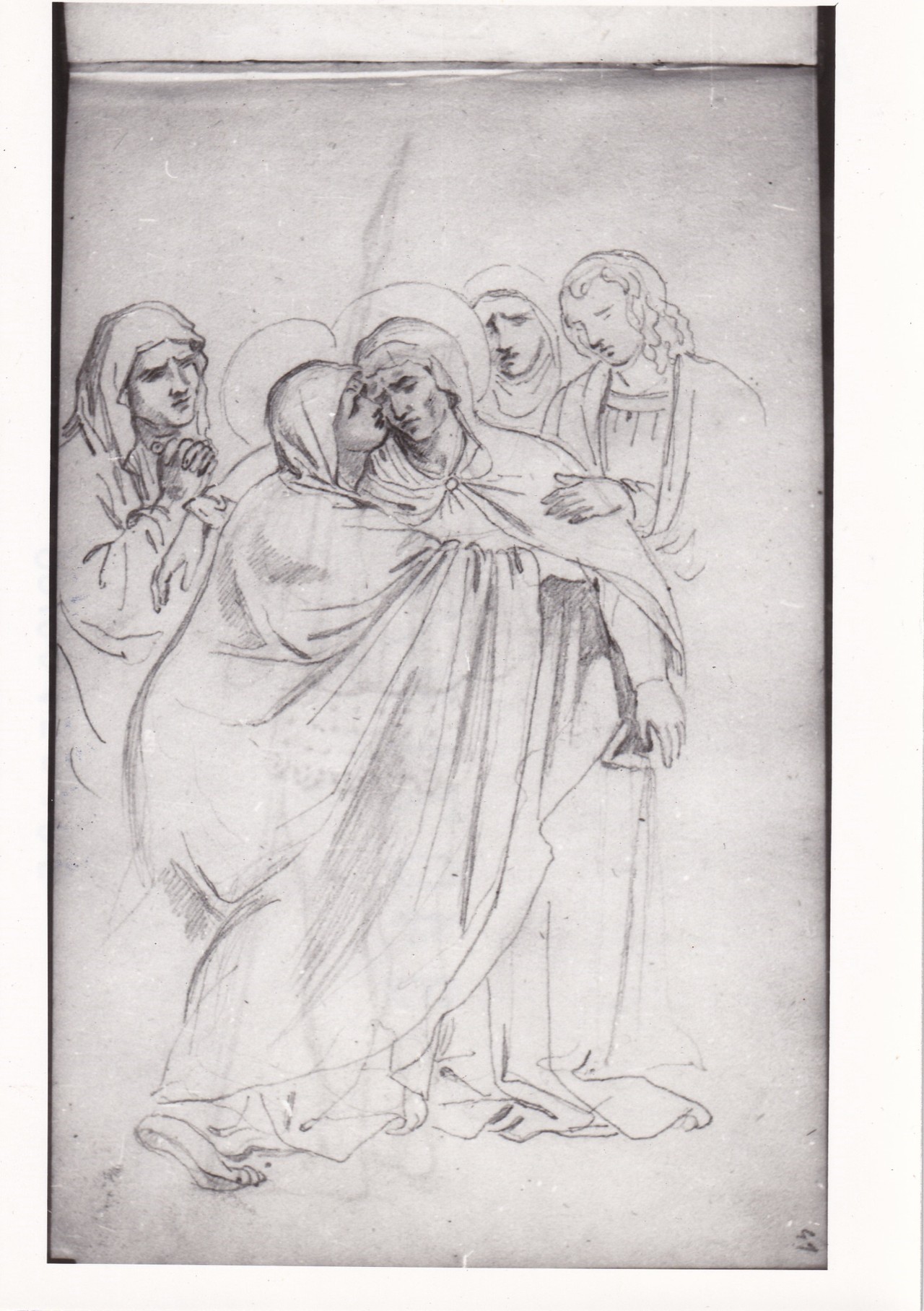 Crocifissione, Pie donne e Maria (disegno) di Bezzuoli Giuseppe (sec. XIX)