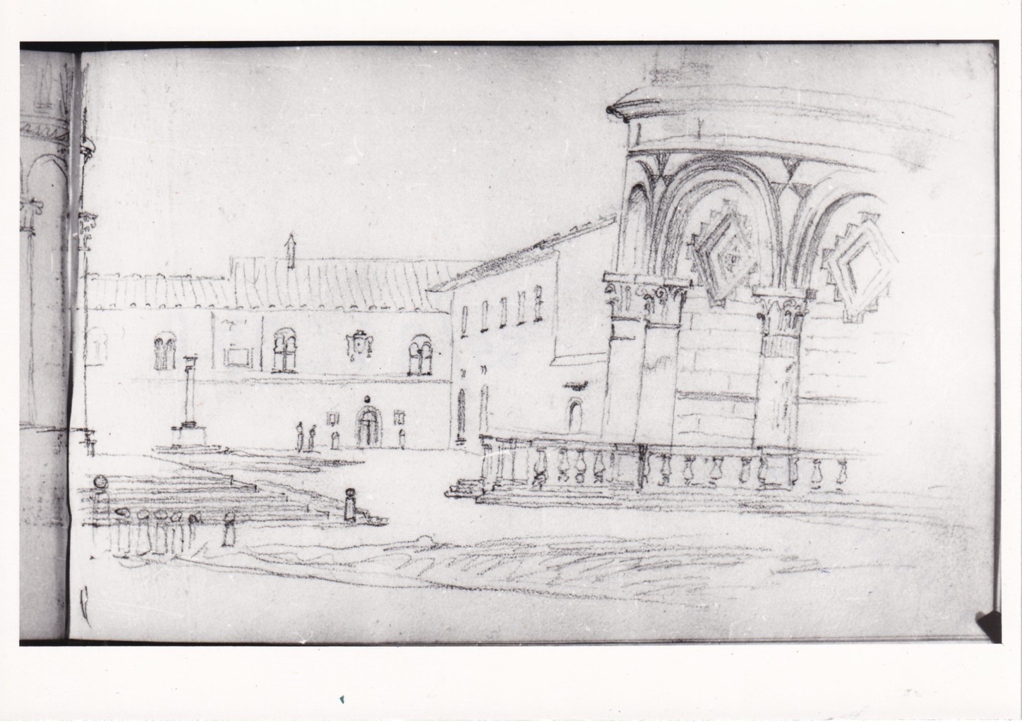 Veduta del Duomo e della torre di Pisa (disegno) di Bezzuoli Giuseppe (sec. XIX)