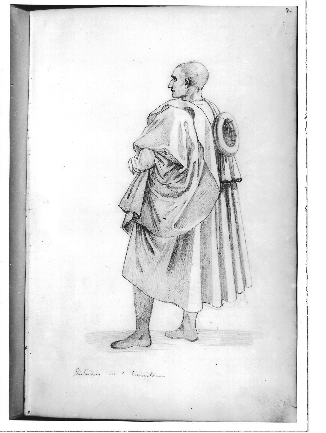 Figura virile in abito quattrocentesco (disegno) di Bezzuoli Giuseppe (sec. XIX)