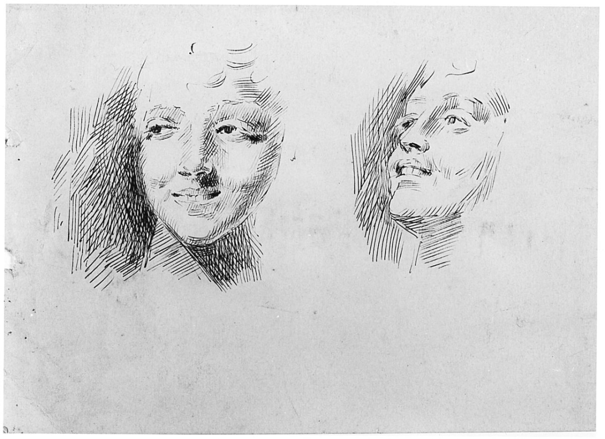 ritratto di donna (v.), ritratto di donna (r.) (disegno) di Ancillotti Torello (ultimo quarto sec. XIX)