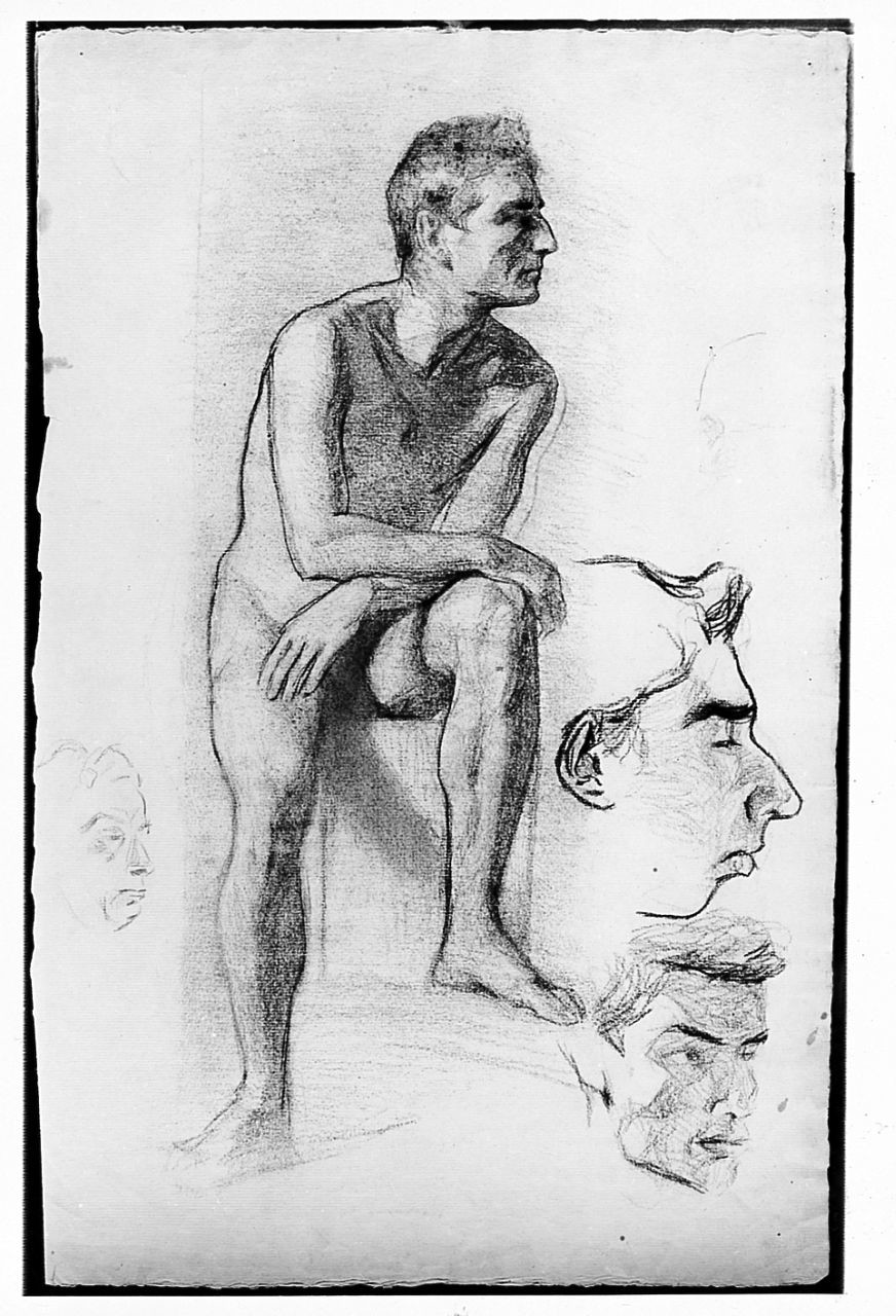 figura maschile/ testa d'uomo (disegno) di Ancillotti Goretti Beatrice (sec. XX)