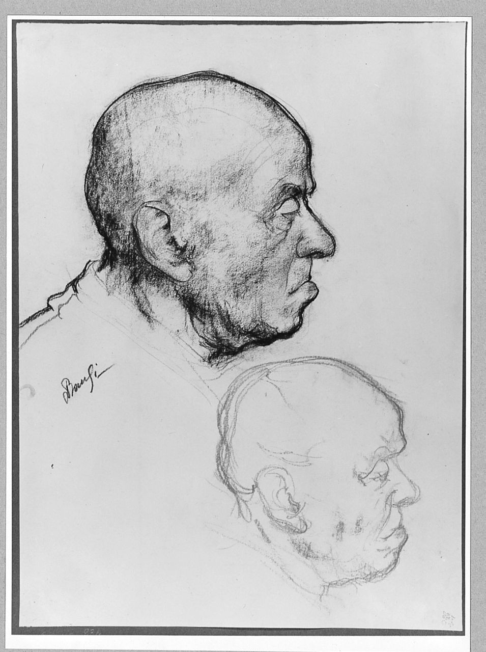 testa d'uomo di profilo (disegno) di Bausi Dino (sec. XX)