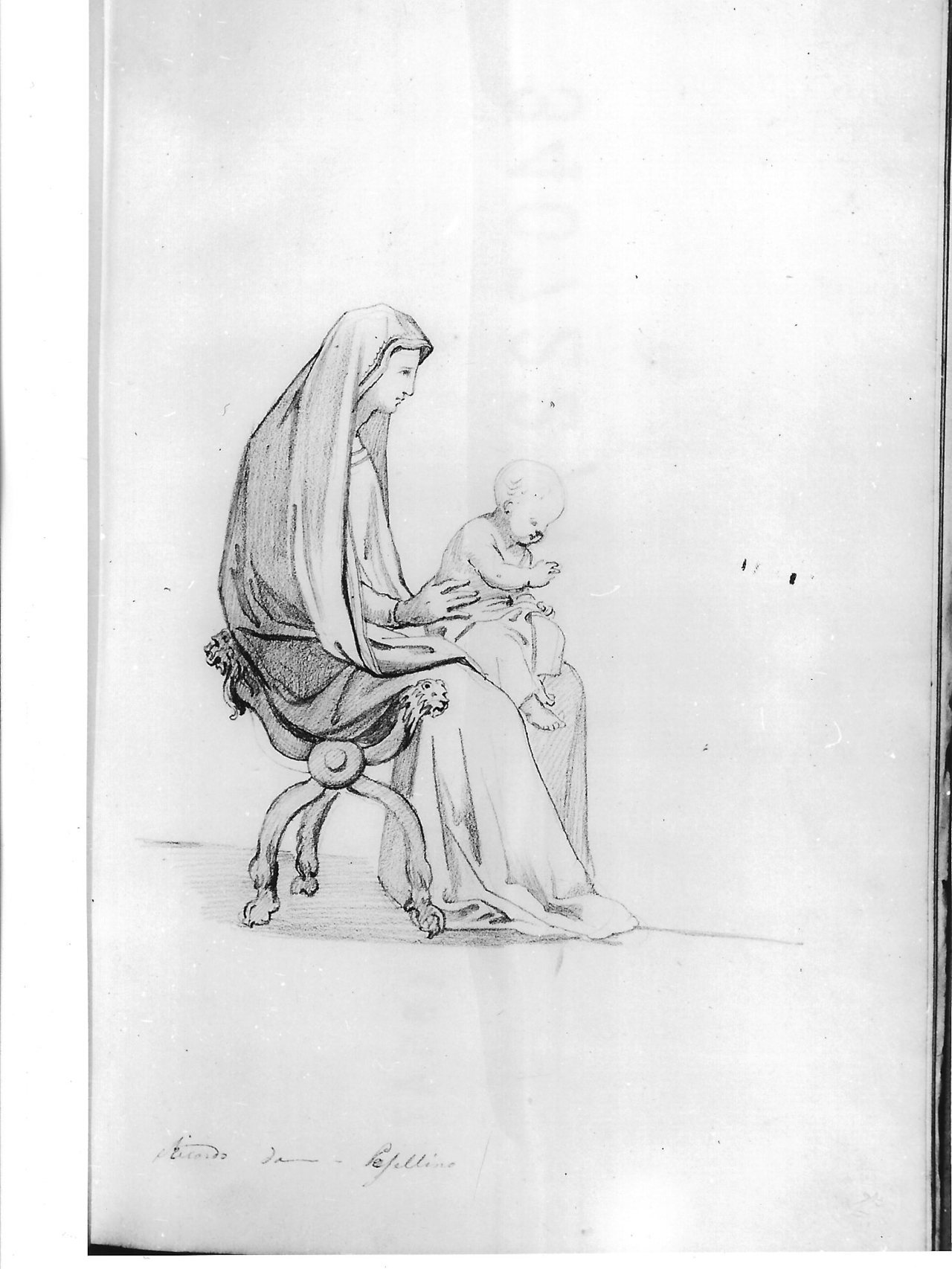 Madonna con bambino (disegno) di Bezzuoli Giuseppe (sec. XIX)