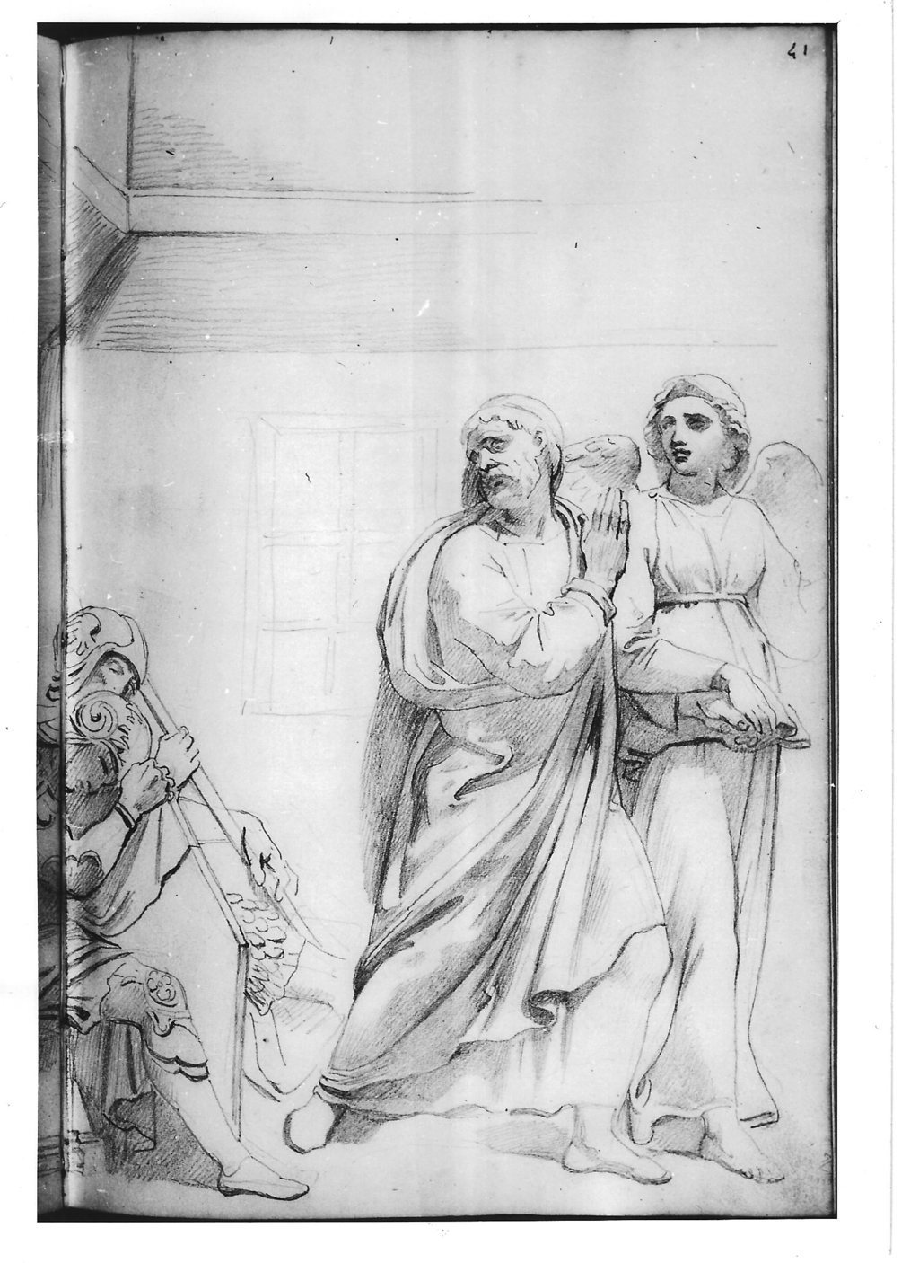 L'Angelo che libera S. Pietro dal carcere (disegno) di Bezzuoli Giuseppe (sec. XIX)