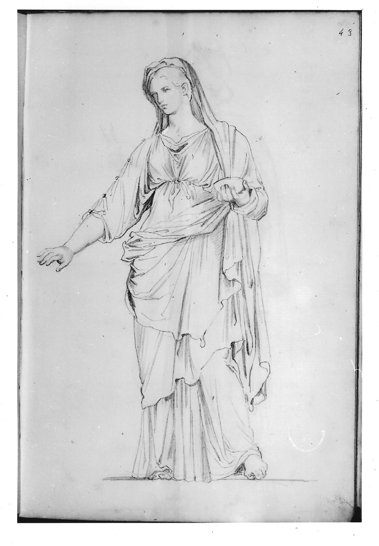 Figura femminile in abito greco-romano (disegno) di Bezzuoli Giuseppe (sec. XIX)