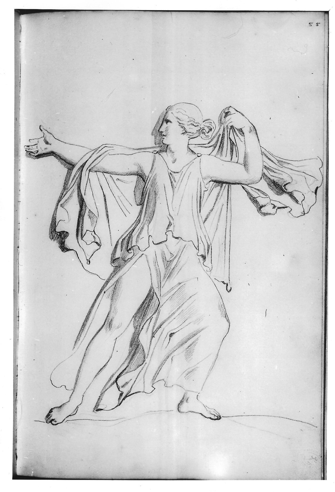 Figura femminile in abito greco (disegno) di Bezzuoli Giuseppe (sec. XIX)