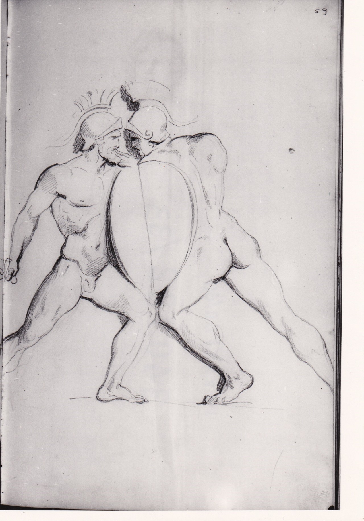 Scena di combattimento fra due guerrieri (disegno) di Bezzuoli Giuseppe (sec. XIX)