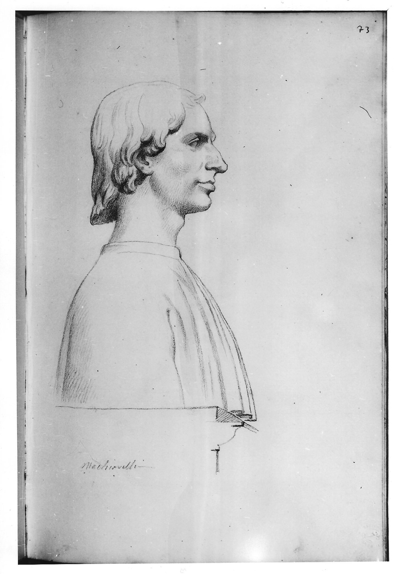 Studio di un busto virile (disegno) di Bezzuoli Giuseppe (sec. XIX)