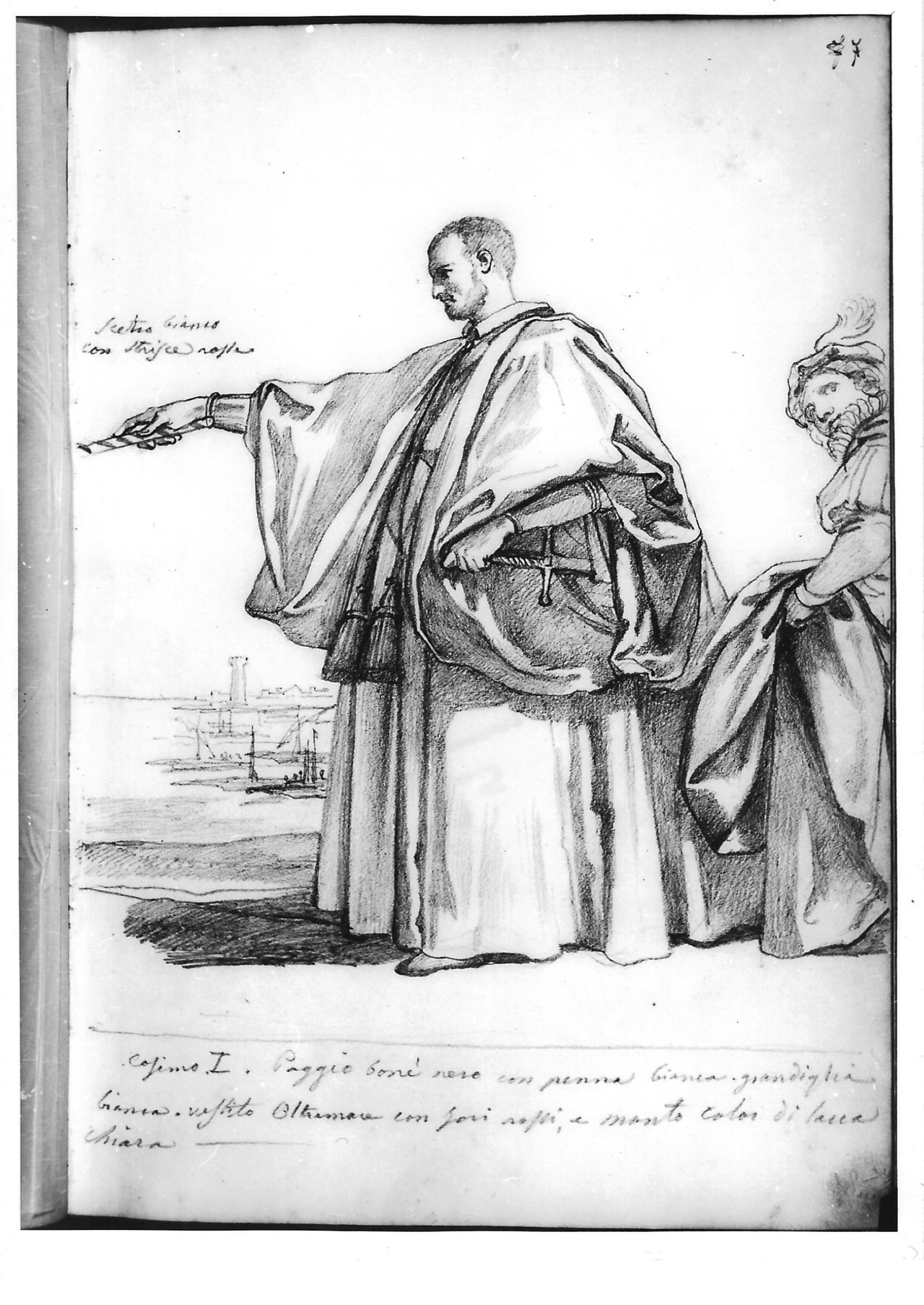 Composizione con Cosimo I e un paggio (disegno) di Bezzuoli Giuseppe (sec. XIX)